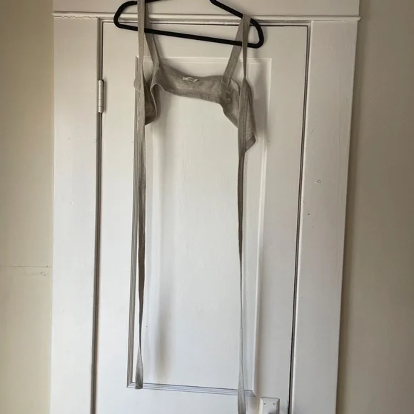 OZMA Regen Silk Noil Wrap Bra Top Small Heather Grey - Picture 4 of 6